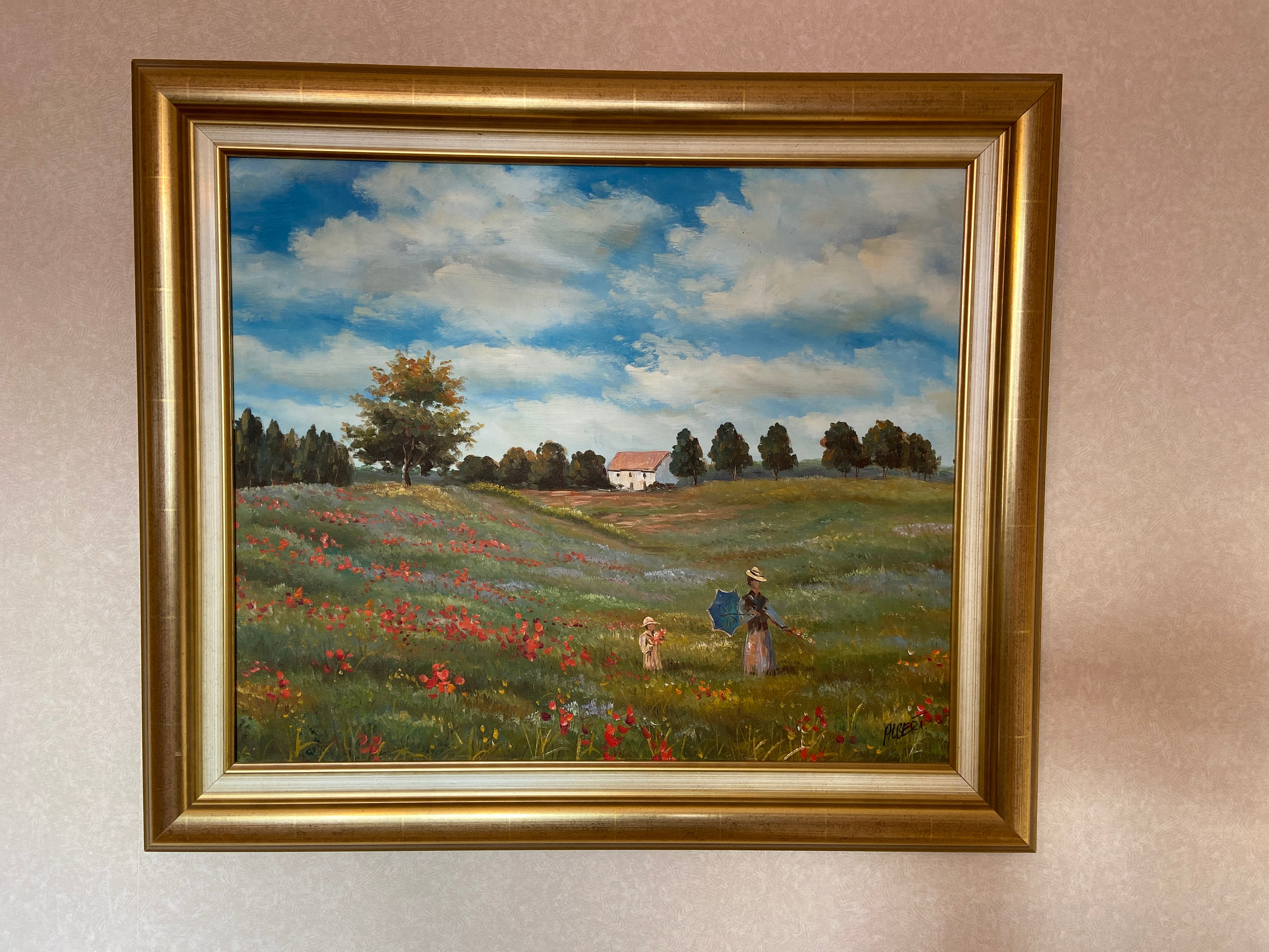 Tableau Huile sur Bois Signé Albert Sujet 1900 Romantique Fleurs French Paint Manet Impressionnisme 