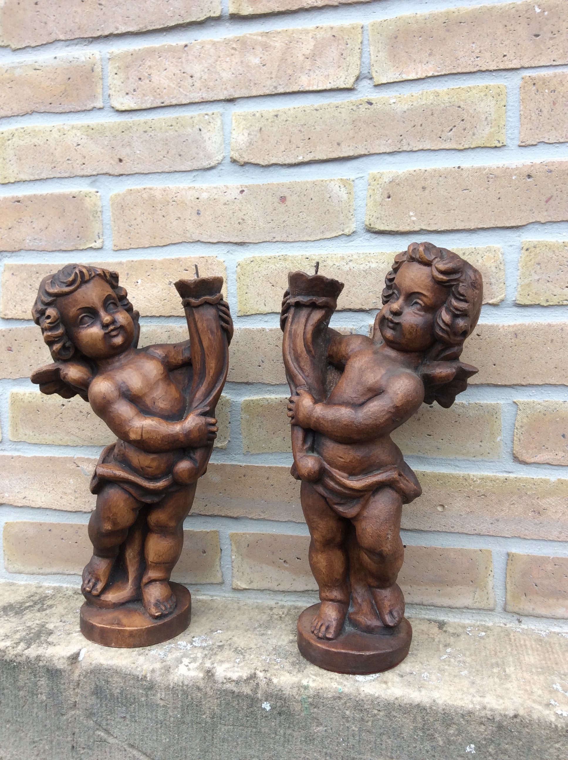 Paire de Statues Anges Chérubin ou Angelot Vintage