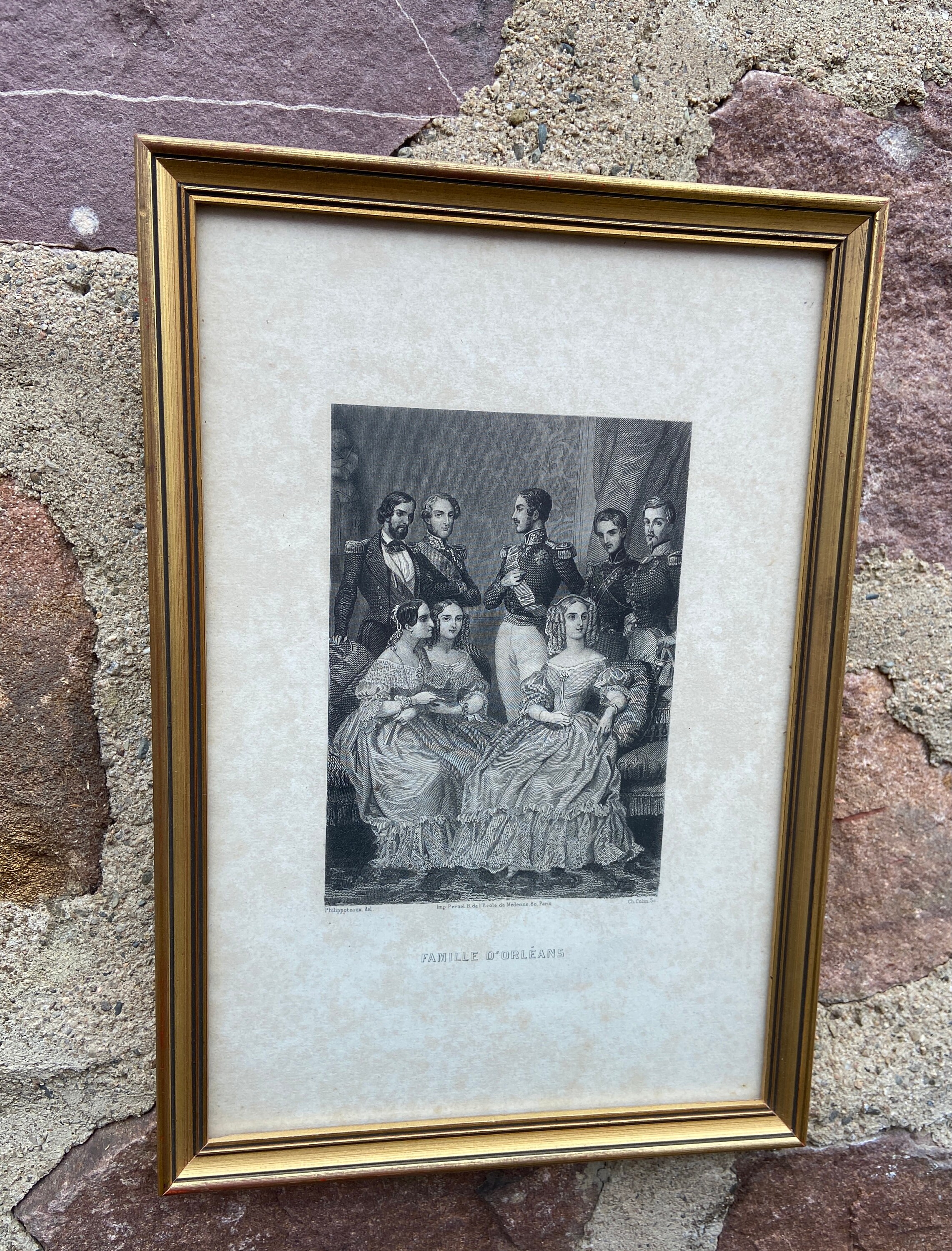 Lithographie Gravure Encadrée La Famille d'orleans Vers 1850 Royal Family Of France Louis Philippe B