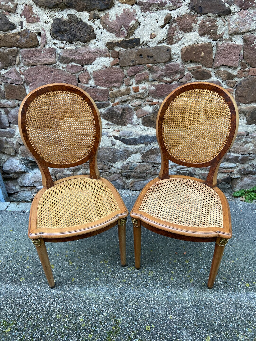 Elegant Pair of Vintage Bistro Chairs 1900 LOUIS XVI French Style