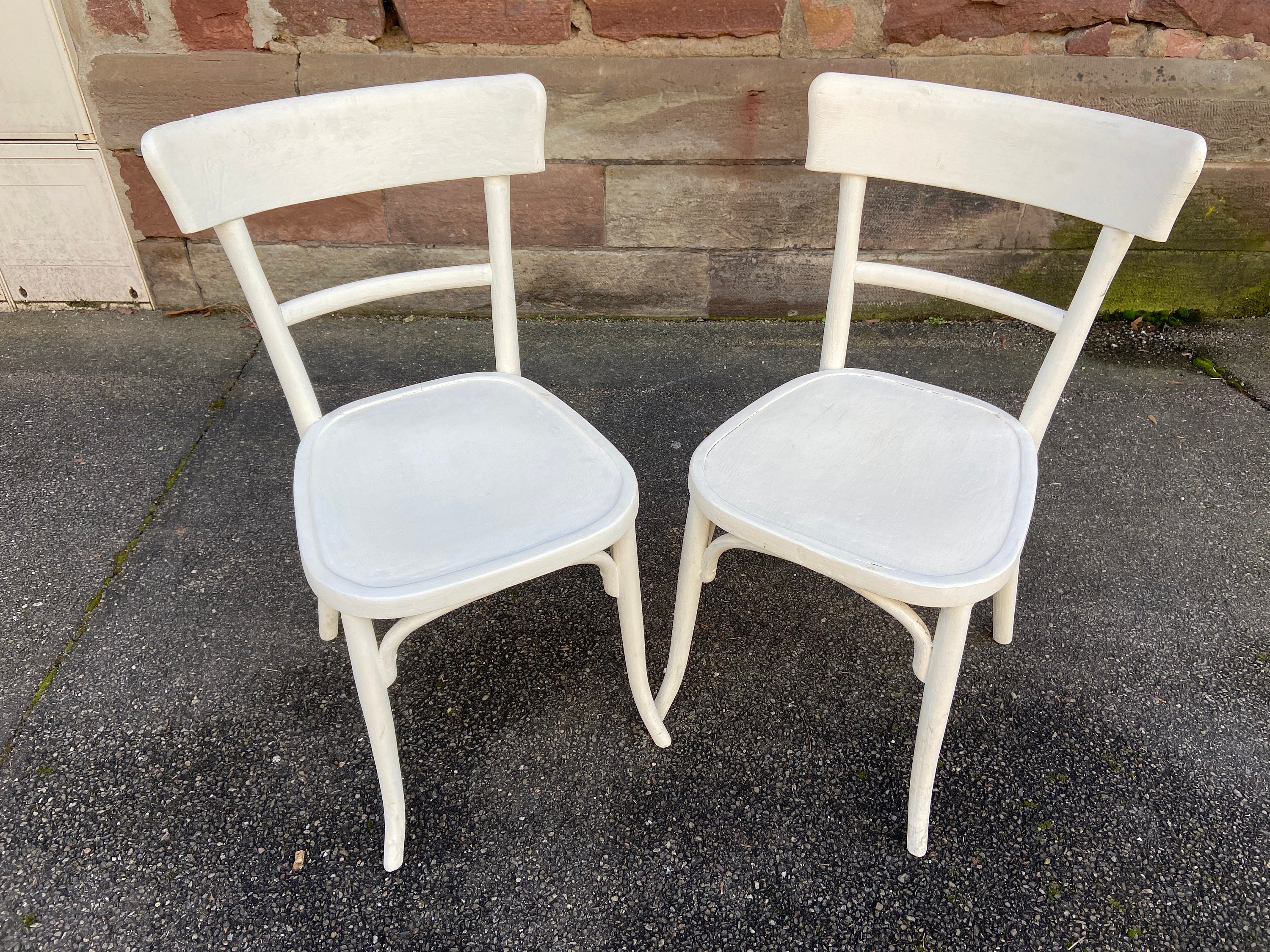 Paire de Chaises Bistrot Bois Courbé Brasserie Bentwood Chair Shabby Chic Baumann Thonet