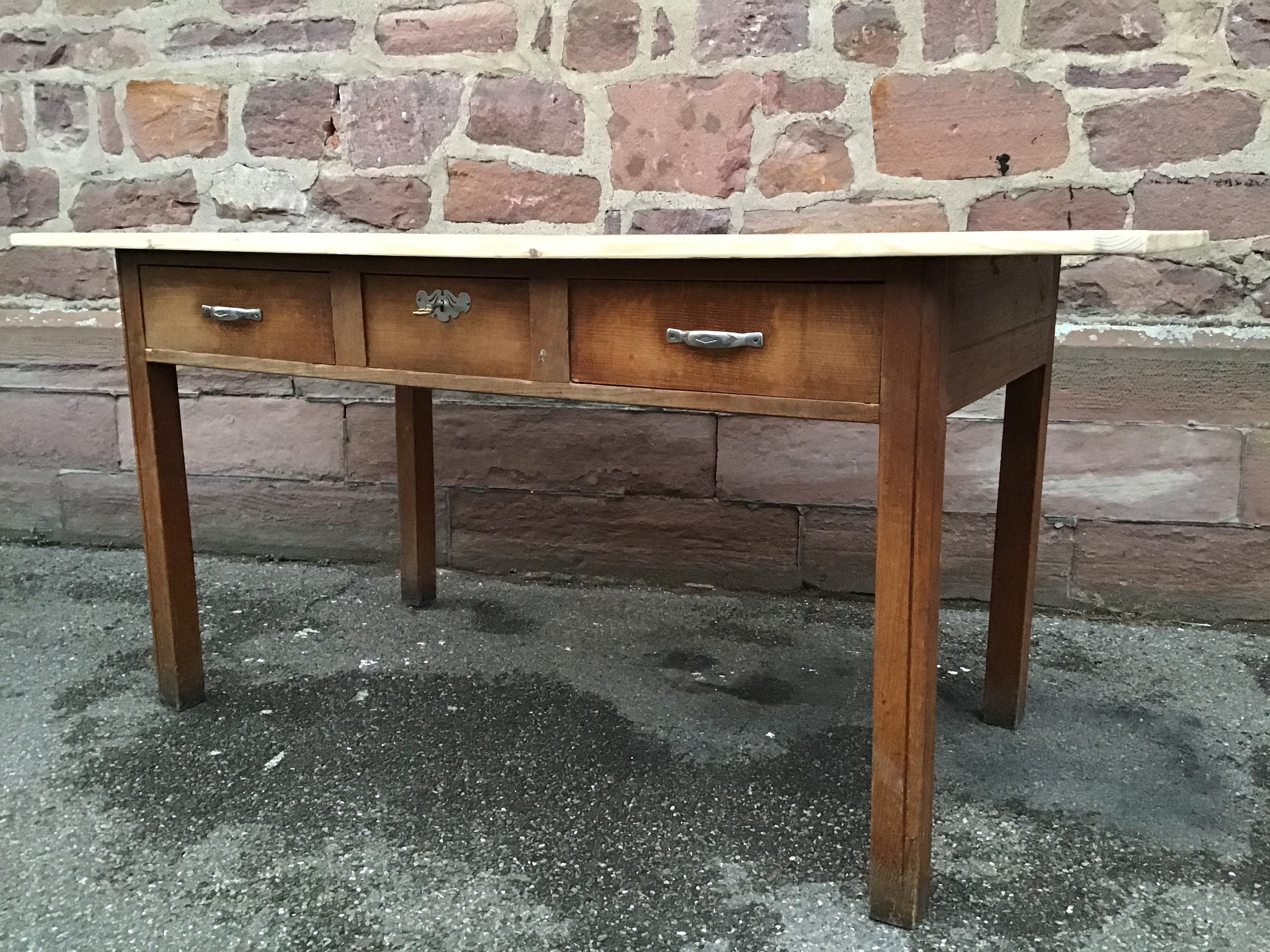 Table de Ferme Vintage 1920 Chêne et Sapin