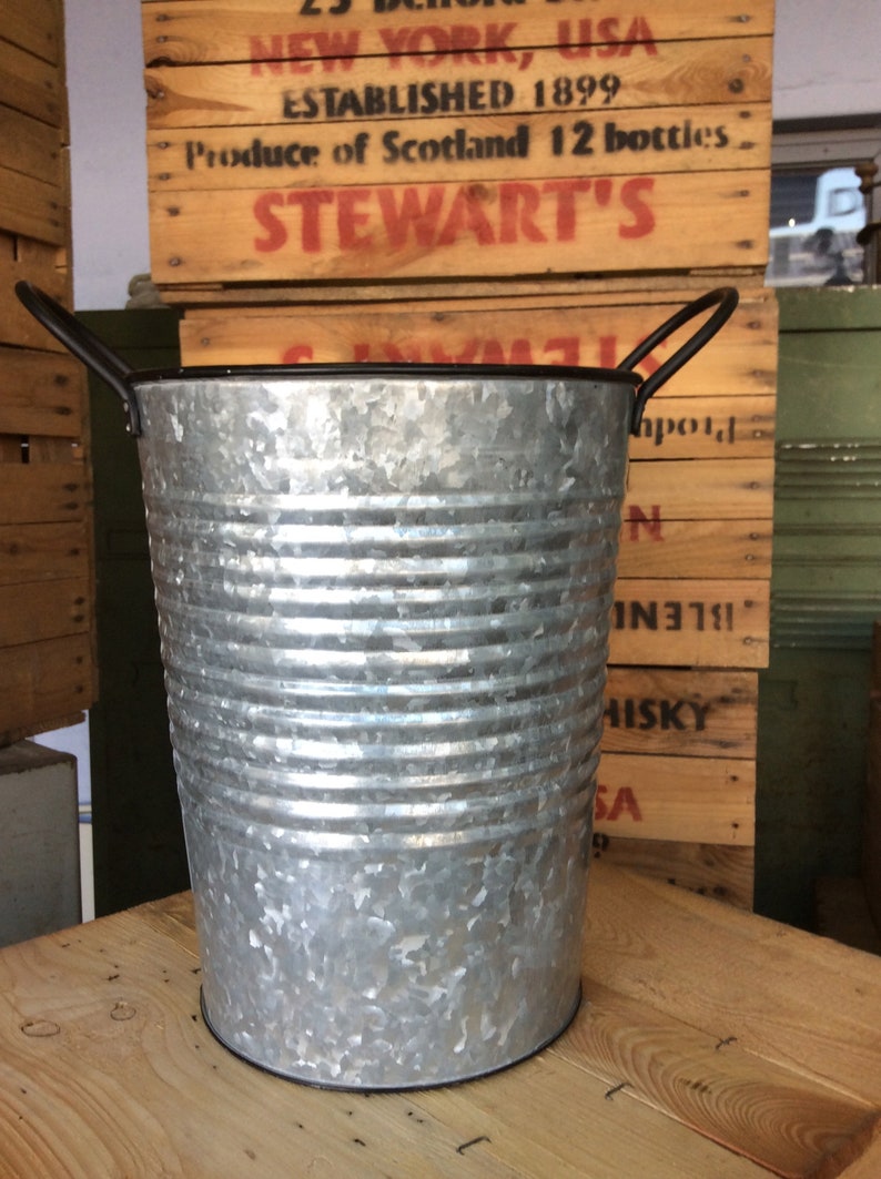 Zinc Round Tub Bucket Bucket Galvanized Etsy