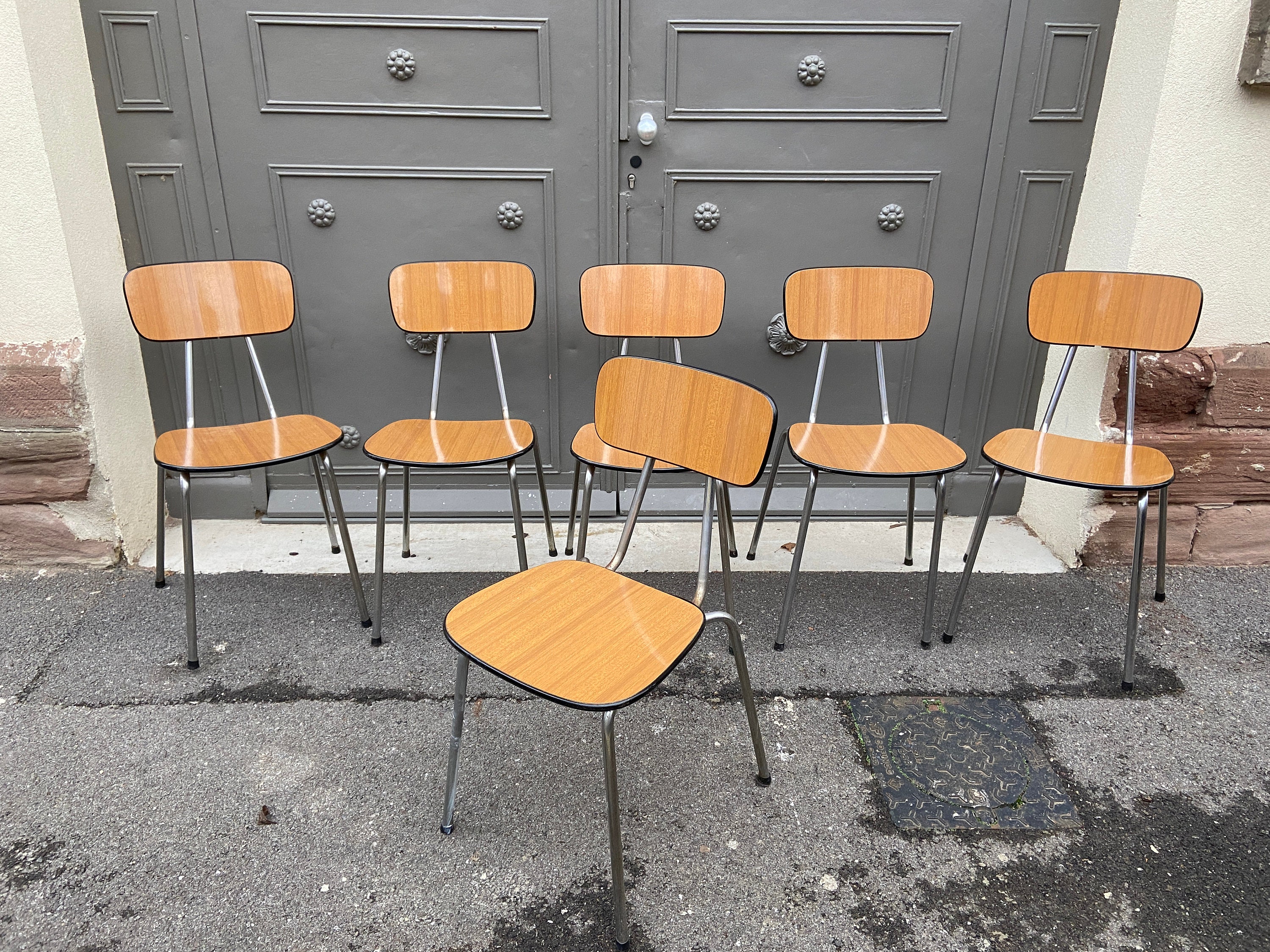 Set de 6 Chaises en Formica Mid Century Vintage 1960 French Chairs