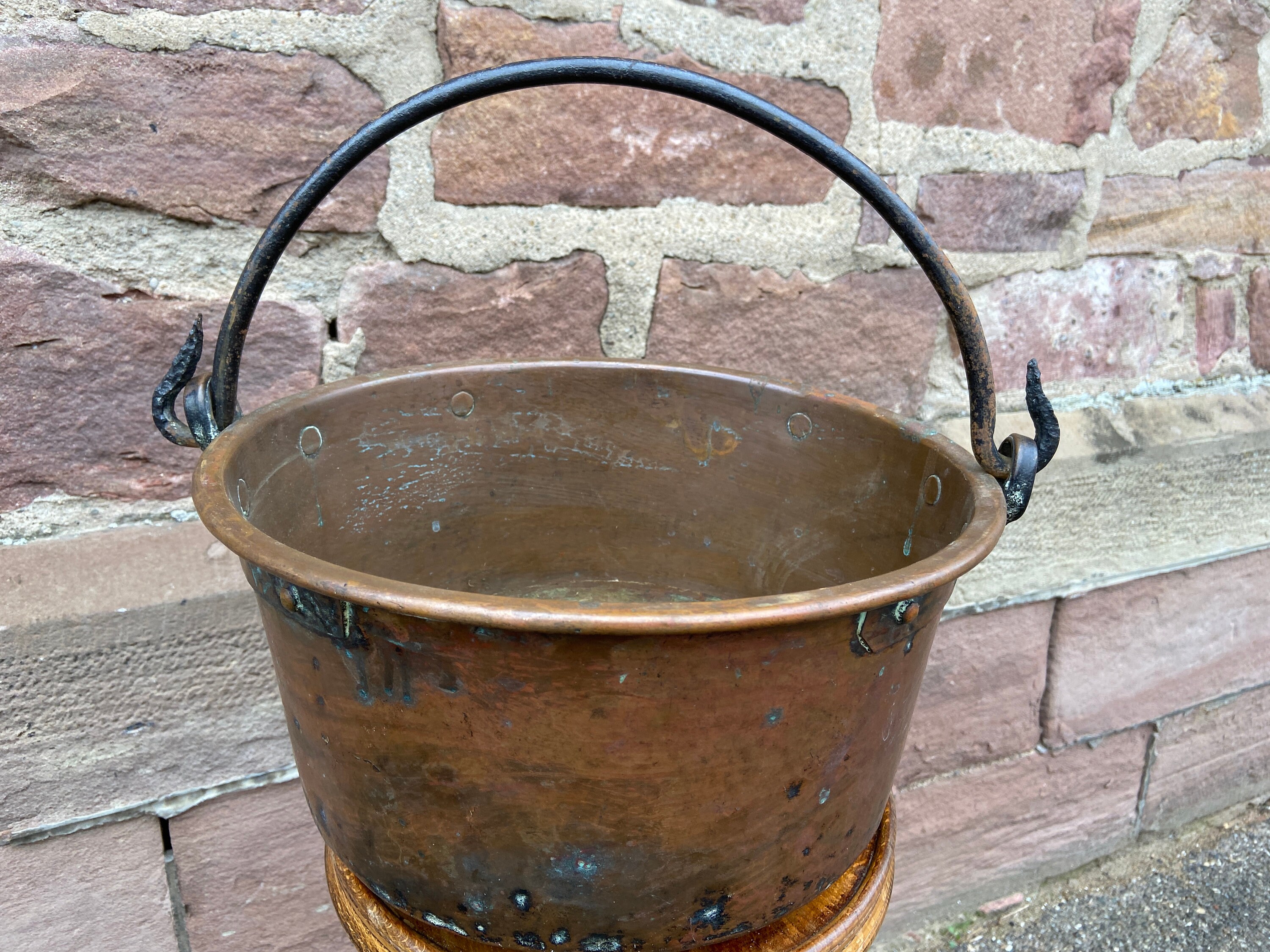 Ancient 1880-1900 French Hammered Copper Chaudron Cauldron Faitout/Marmite Stock Pot