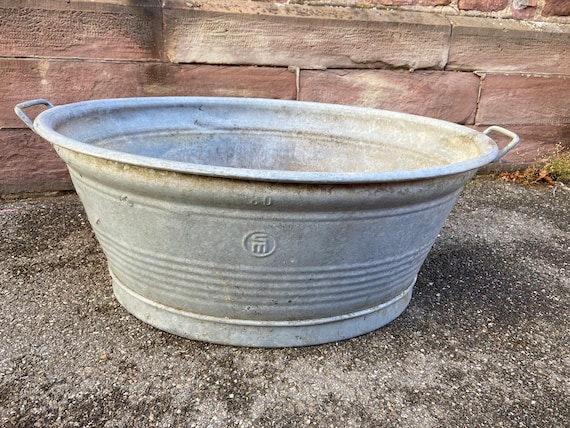 Très Grande Bassine Vintage En Zinc 80 Litres French Tub From Thre 50s -   Finland