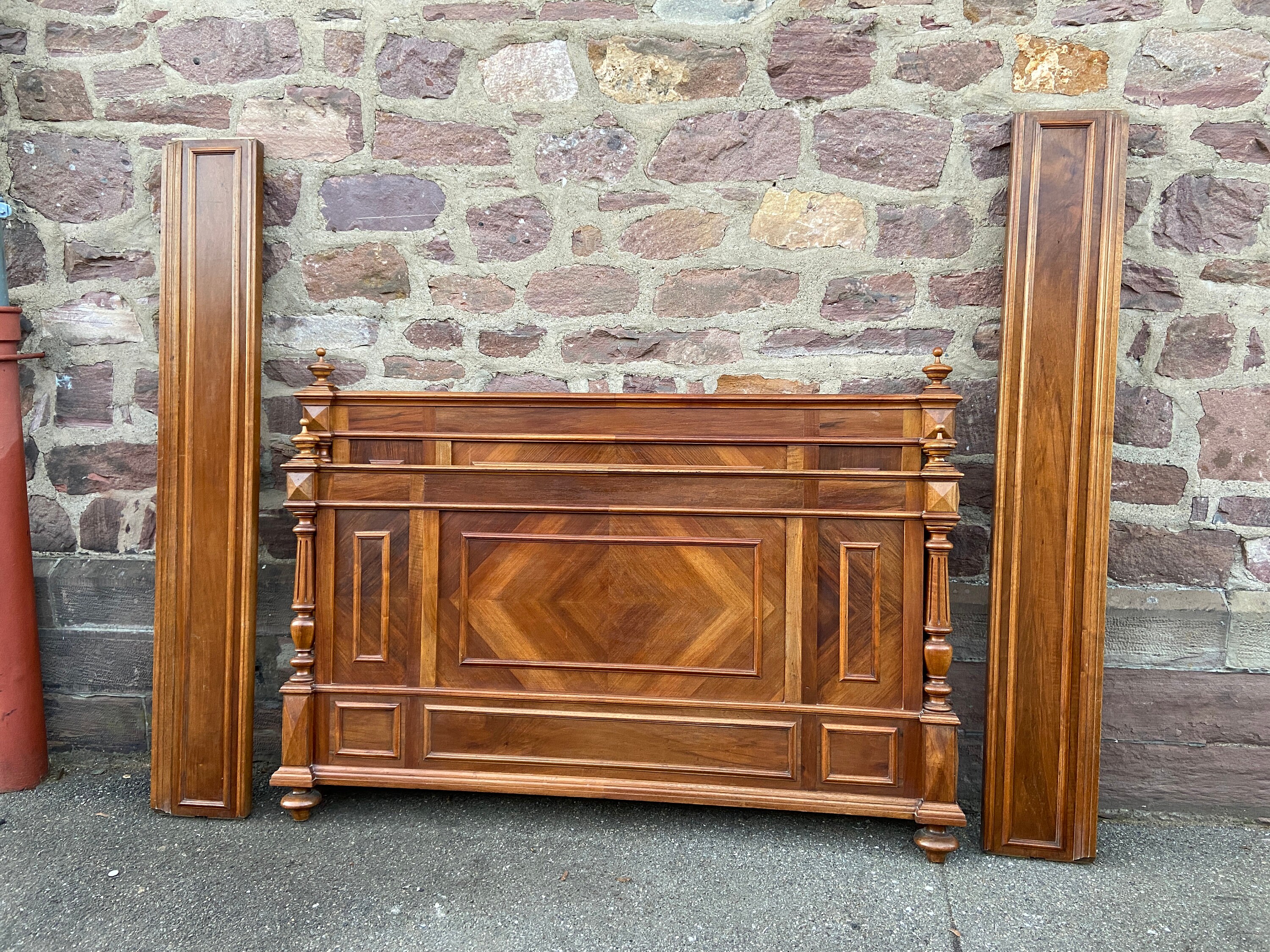 Queen Size 160cm Bed Lit Vintage Louis Xvi 1900S Antique French Noyer Bed Bett