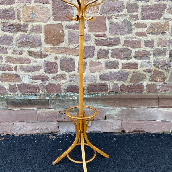 Porte-manteaux baumann sur pied vintage perroquet 60s bois courbé  french coat rack Perroquet bentwood