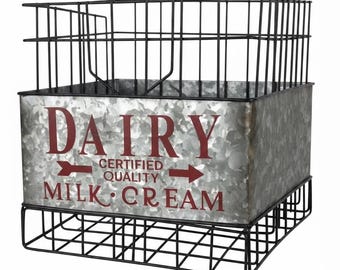 Vintage 1960's Borden's Erie Milk Crate Metal Fiberglass (V7626