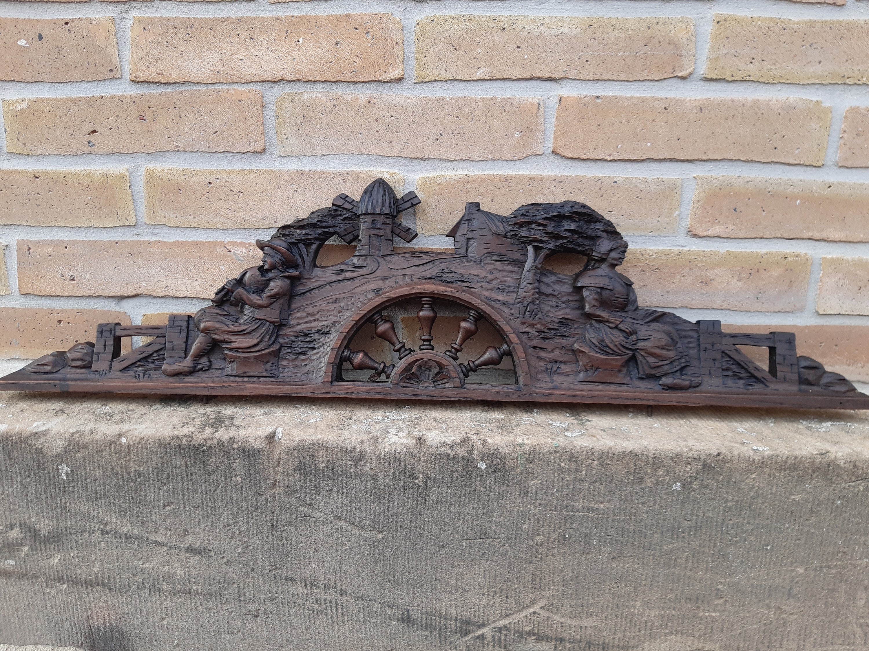 Decorative Antique Breton Brittany Victorian Ornate French Country 1900S Pediment