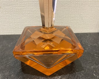 alte Vintage leere Tasche Rosa Glastasse 1950er Jahre Lalique Lady Bowl / Deckel Dressingflasche