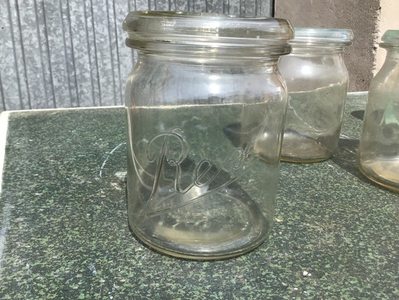 Vintage Bombonnière Rillenglas Ruhrglas 1 L Canning Jar or Canister Germany With Lid 1950s Jar