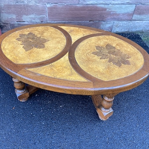 Vintage coffee table wood & travertine 1970s