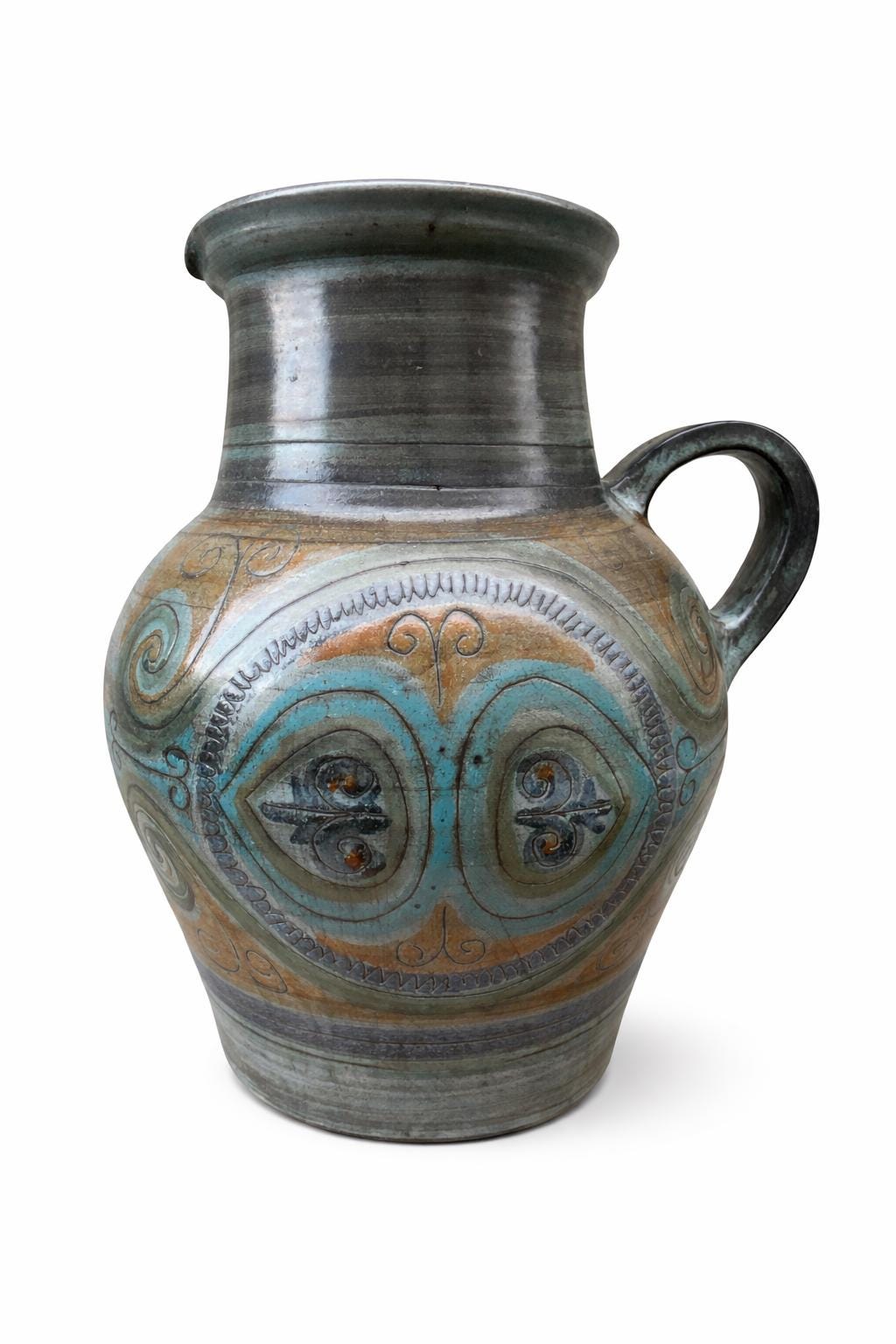 Vintage Stoneware Vase in the Shape of a Pitcher, JDL Jean De