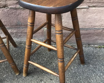 1970s wooden bar stool, bentwood stool, Thonet barstool