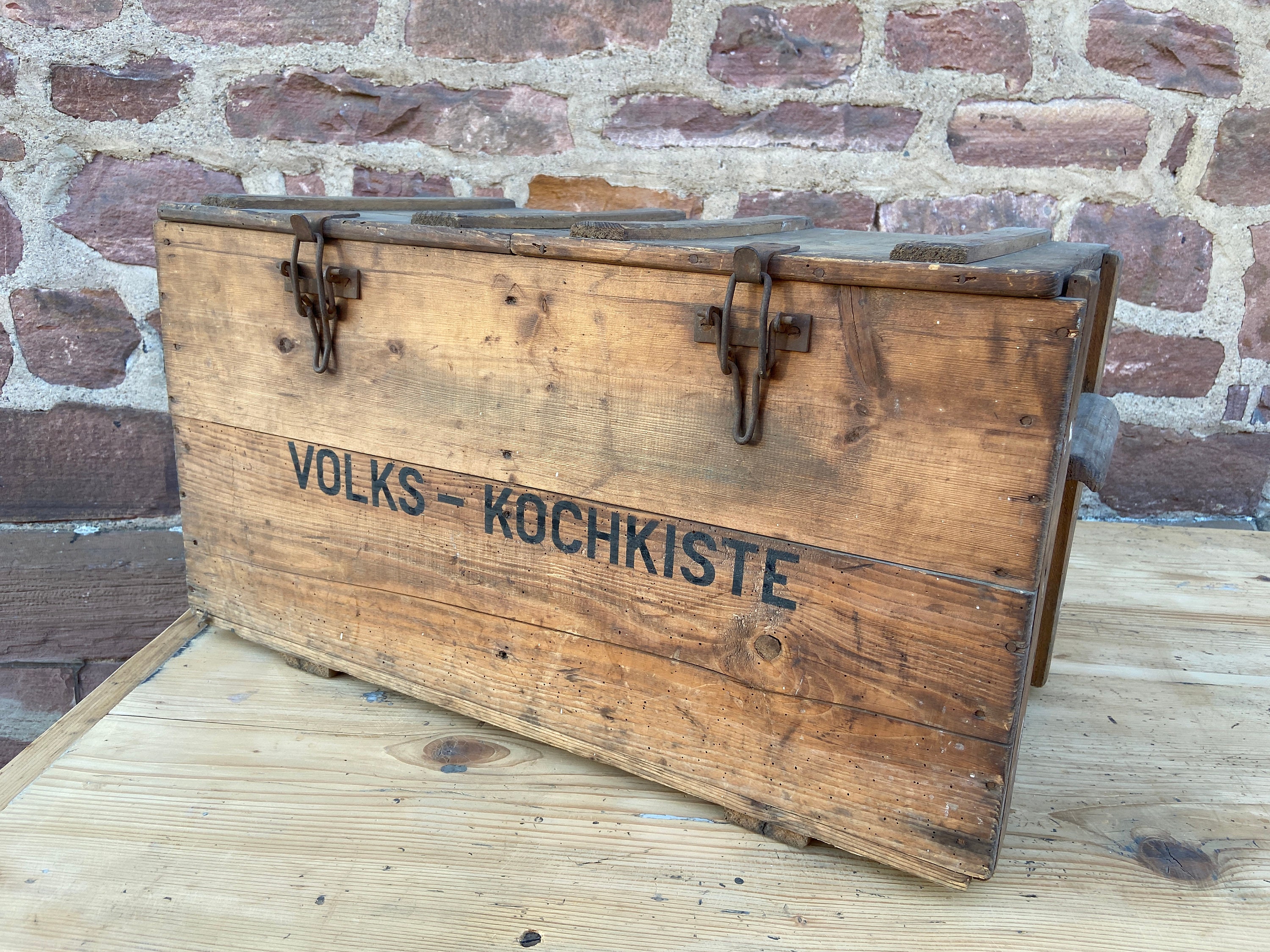 Authentique Caisse de Cuisine Campagne Allemande Militaria Wwi 1916 Bois Crate Military Holzkiste Ko