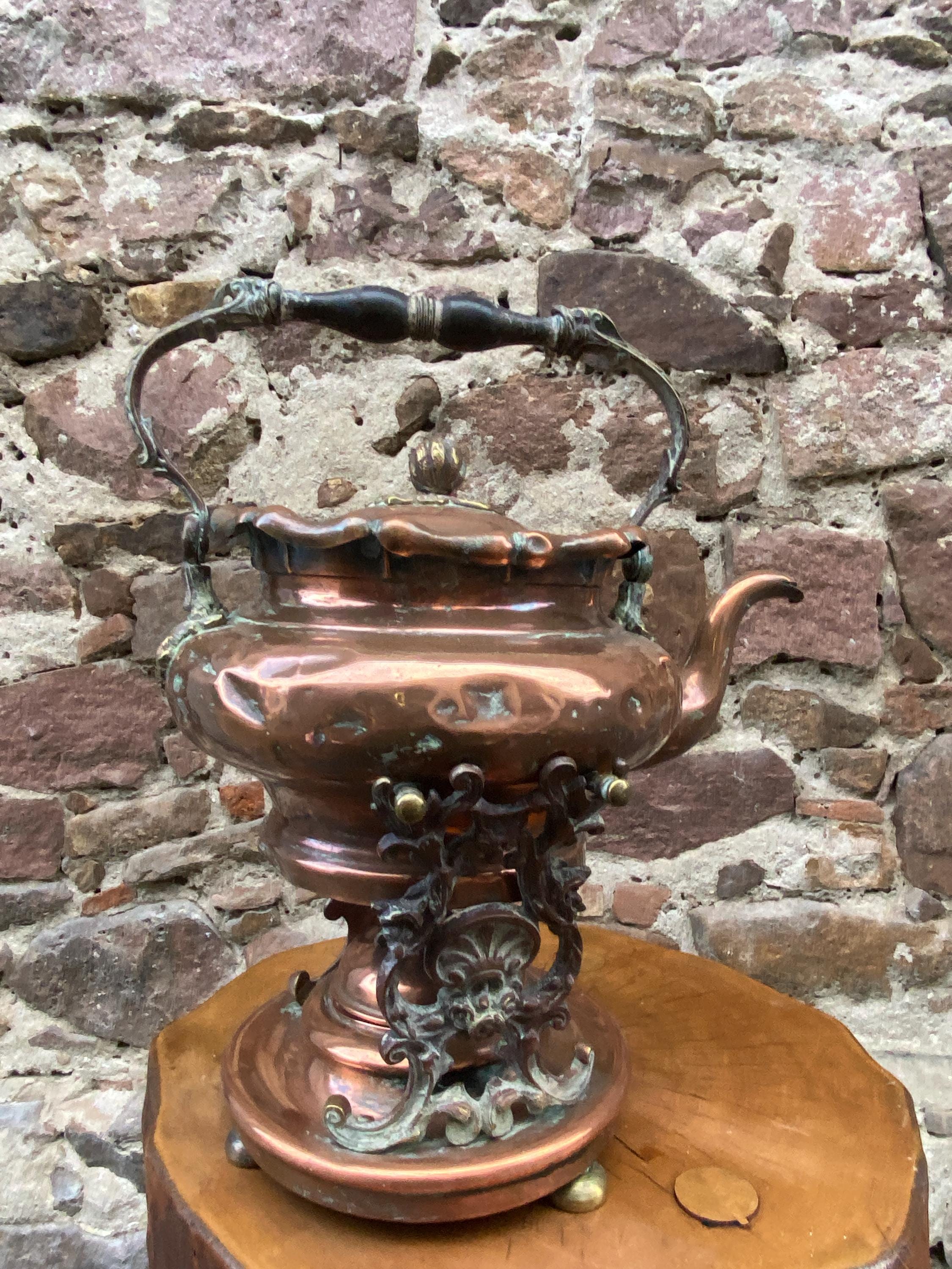 Vintage French Copper Bouilloire Bouilloire sur réchaud / Samovar cuivre 19ème siècle théière Bouillloire