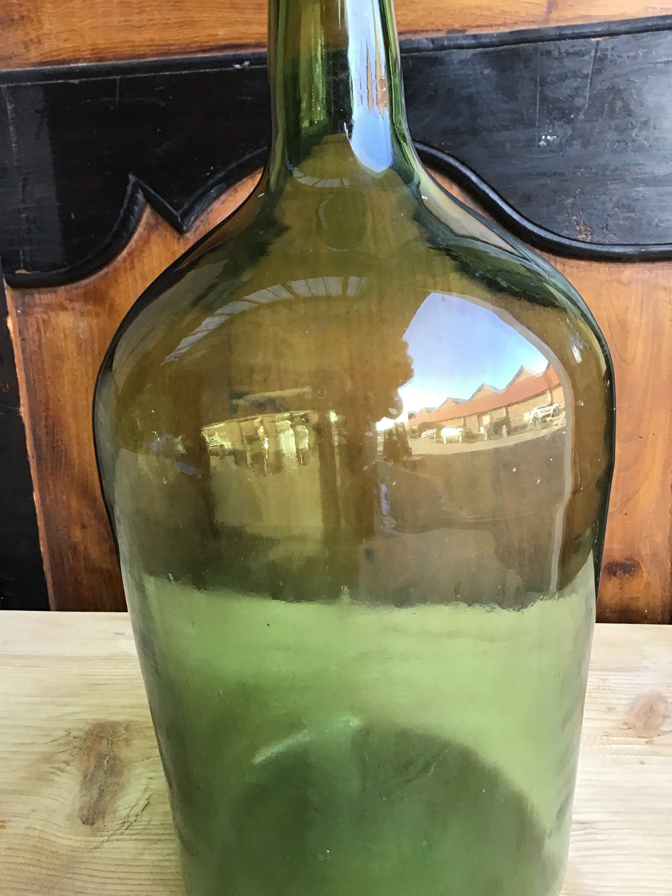 Bonbonne Dame Jeanne Handblown C-1900 Green Glass French Demijohn Bottle Carboy