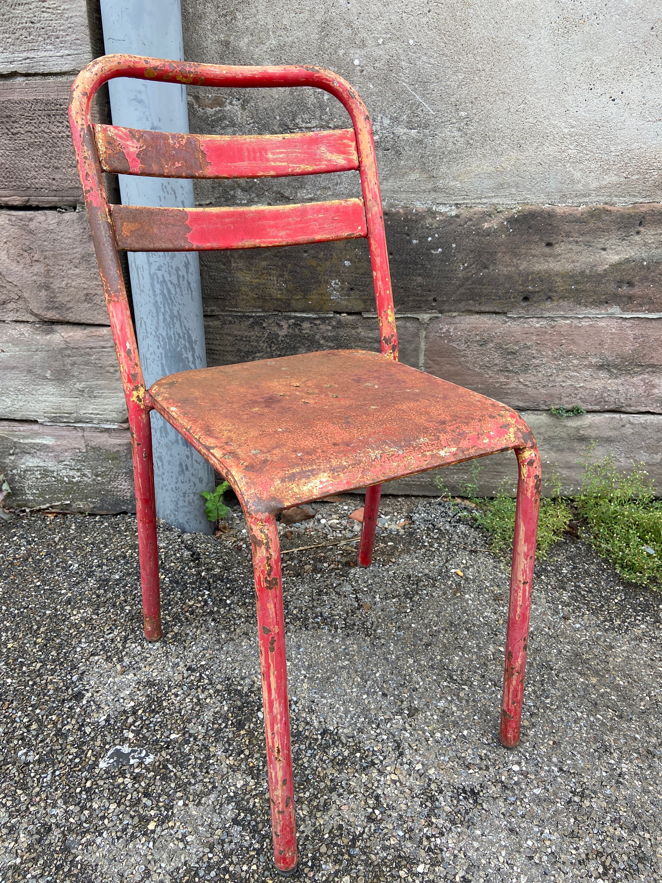 Chaise de Brasserie Pêcheur Jardin Bar Bistrot Tolix Vintage Paris 1960S French Garden Metal Chair F