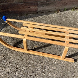 ref 217 French vintage old wood sled sleigh old Alsace Christmas decoration DAVOS 1980s