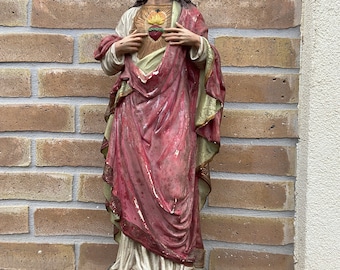 religious statue Jesus Christ polychrome platre vintage 1900s French Statue