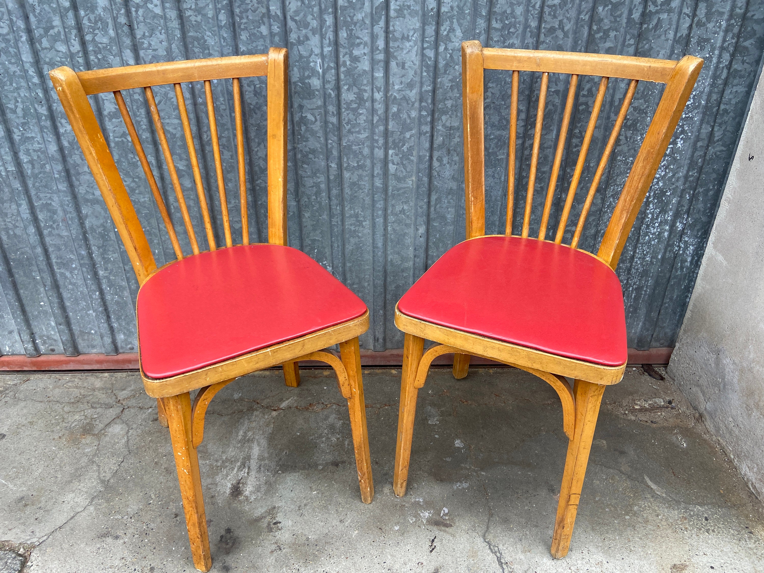 Paire de Chaises Bistrot Brasserie Bentwood Chair Shabby Chic Baumann Simili Mid Century