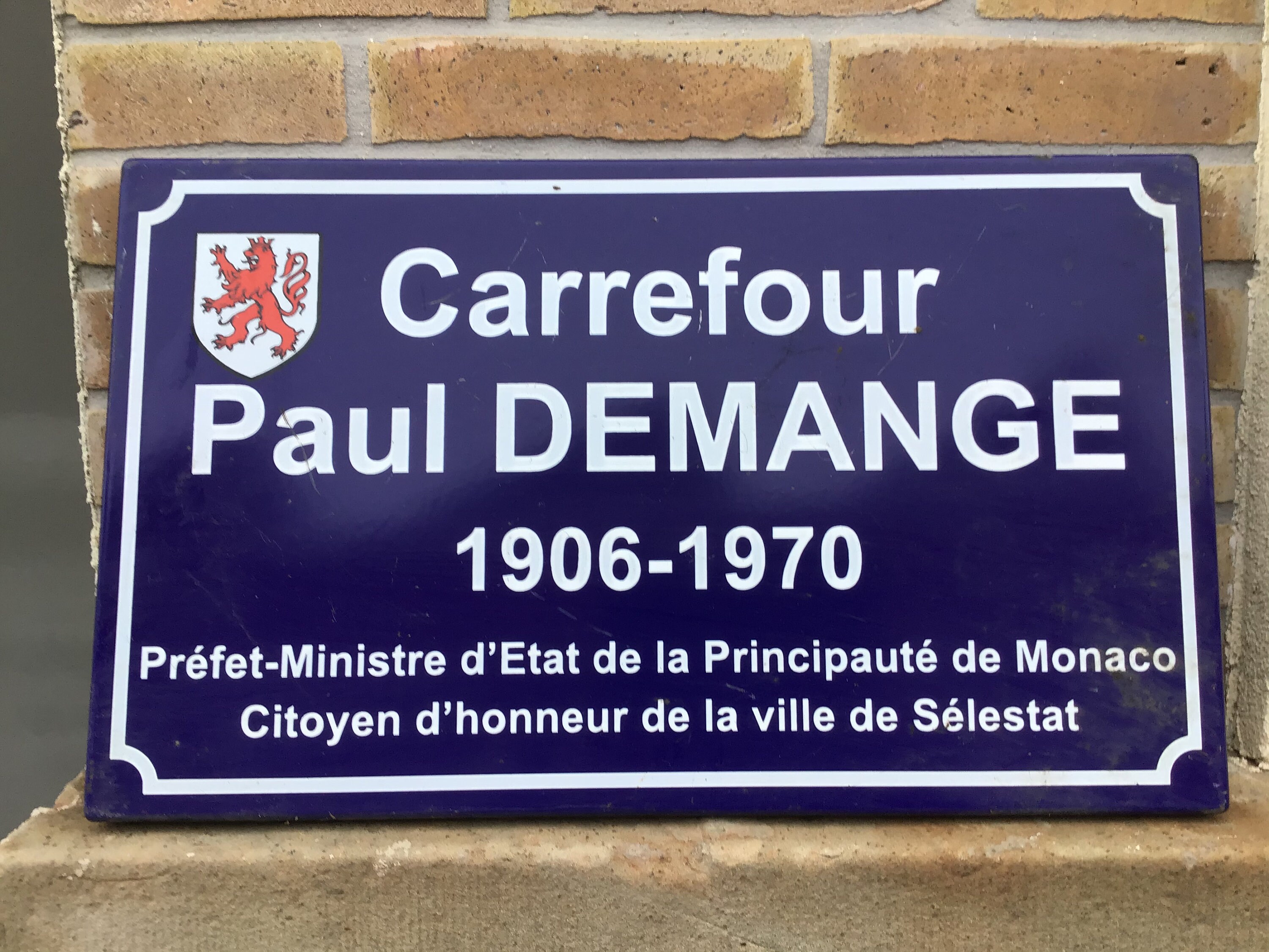 Plaque de Rue Émaillée Vintage French Street Sign Alsace Selestat Monaco Paul Demange