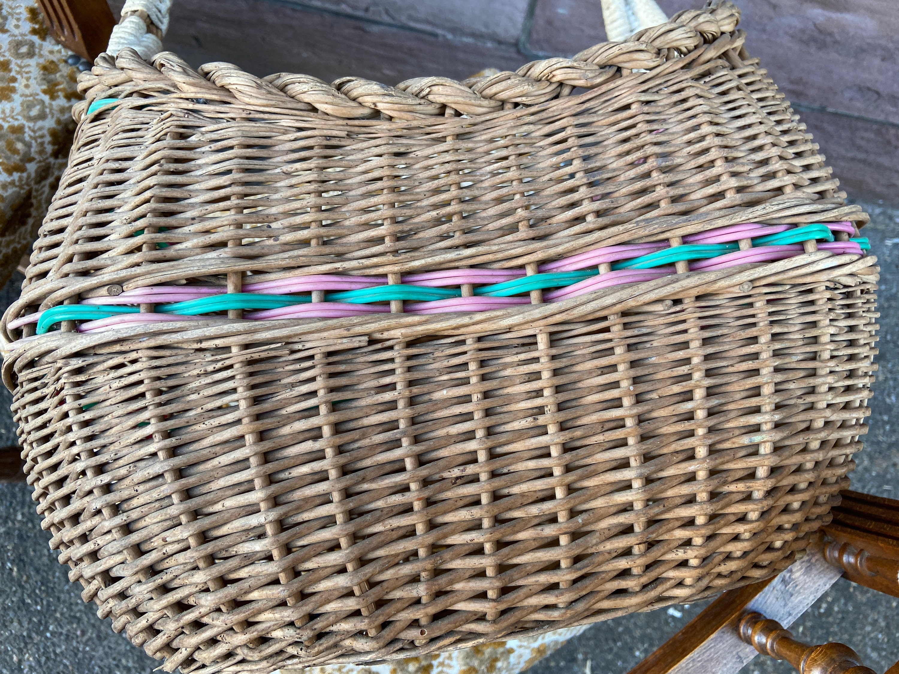 Panier Ancien En Osier Profond Pour Cueillette - France - Bon état