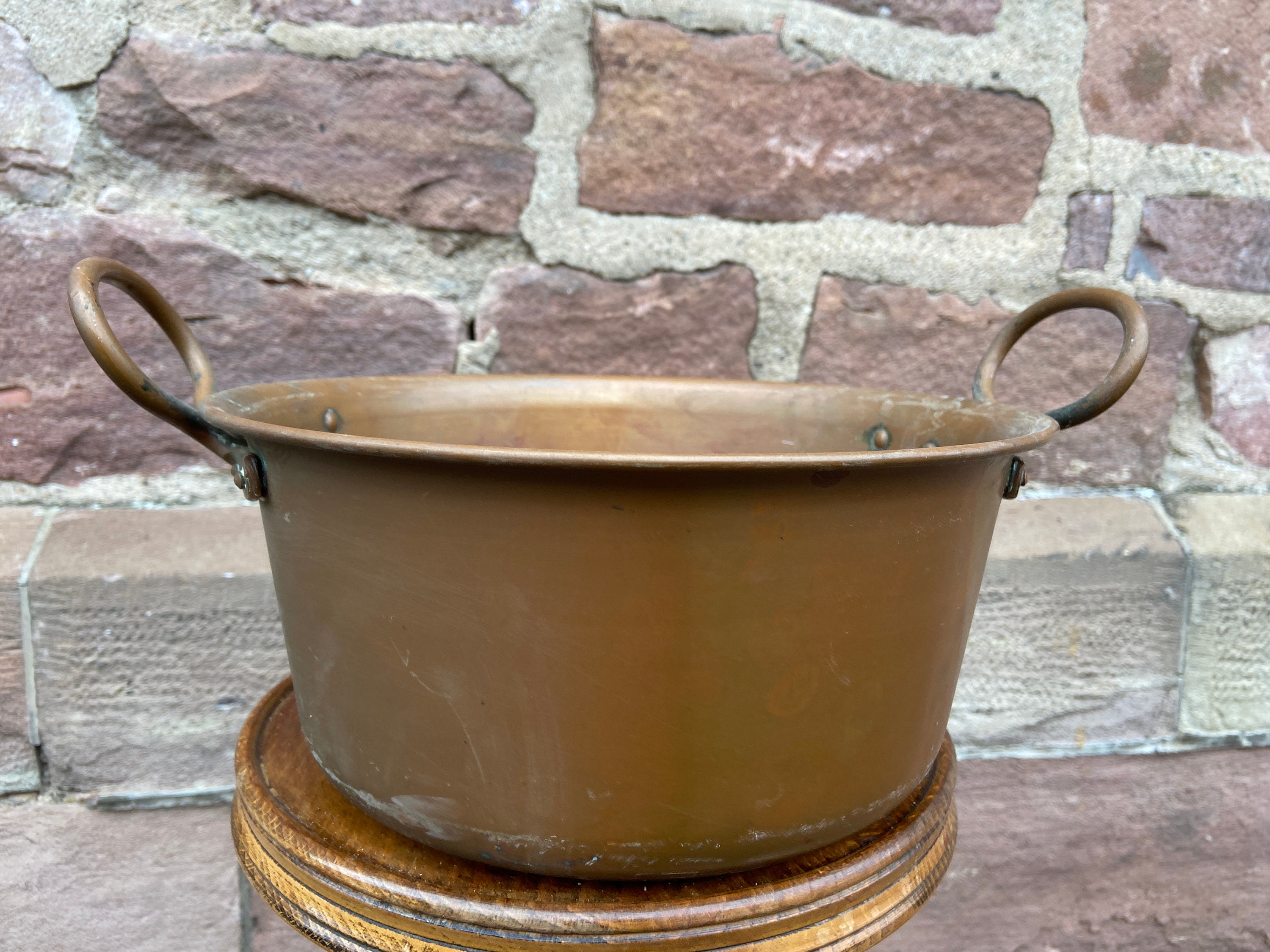 Ref 112 Vintage Bassine à Confiture French Copper Jam Marmalade Casserole/stew Pot Cocotte, Cuivre