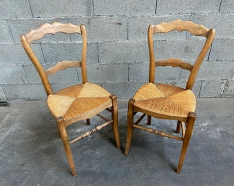 ref 624 paire de chaises bistrot paillée ratan restaurant taverne brasserie 1920 Alsace french wood bistro chairs No bentwood