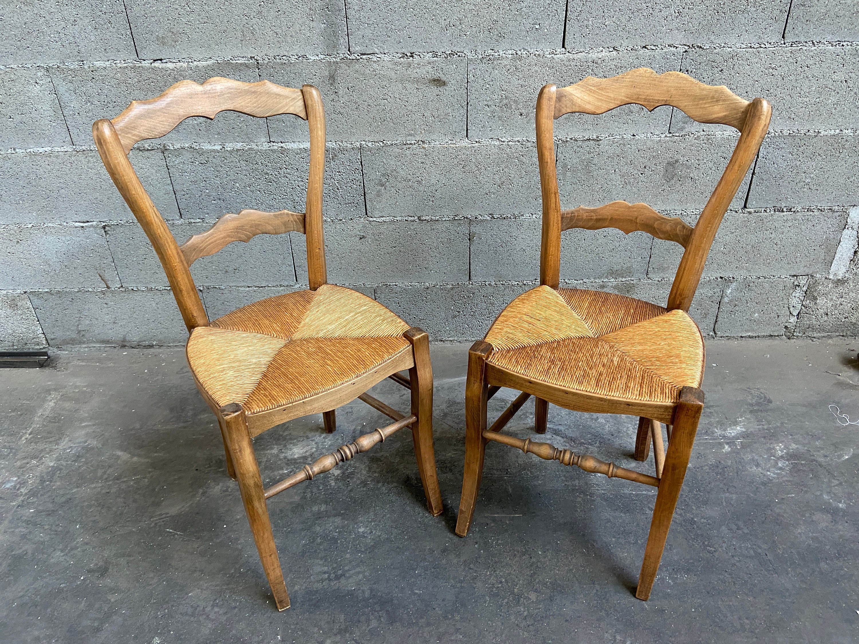 2 Chaises Bistrot Paillée Ratan Restaurant Taverne Brasserie 1920 Alsace French Wood Bistro Chairs N