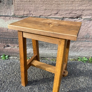 French vintage stool farmer cottage Rustic stool natural wood 1950s