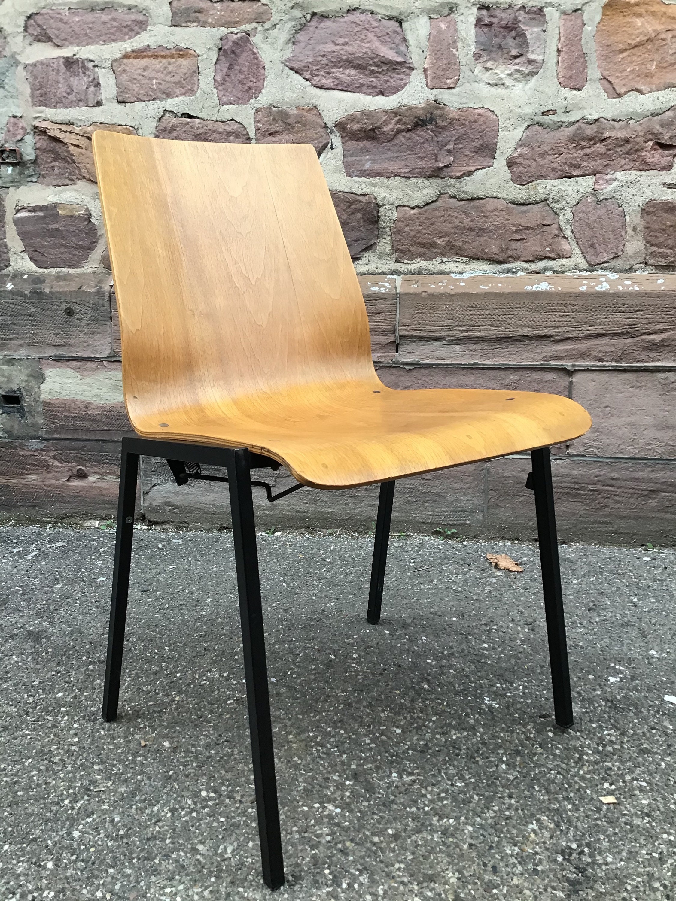 Chaise Design Drabert Germany 1970 Vintage Scandinave Thermoformées Noyer et Métal