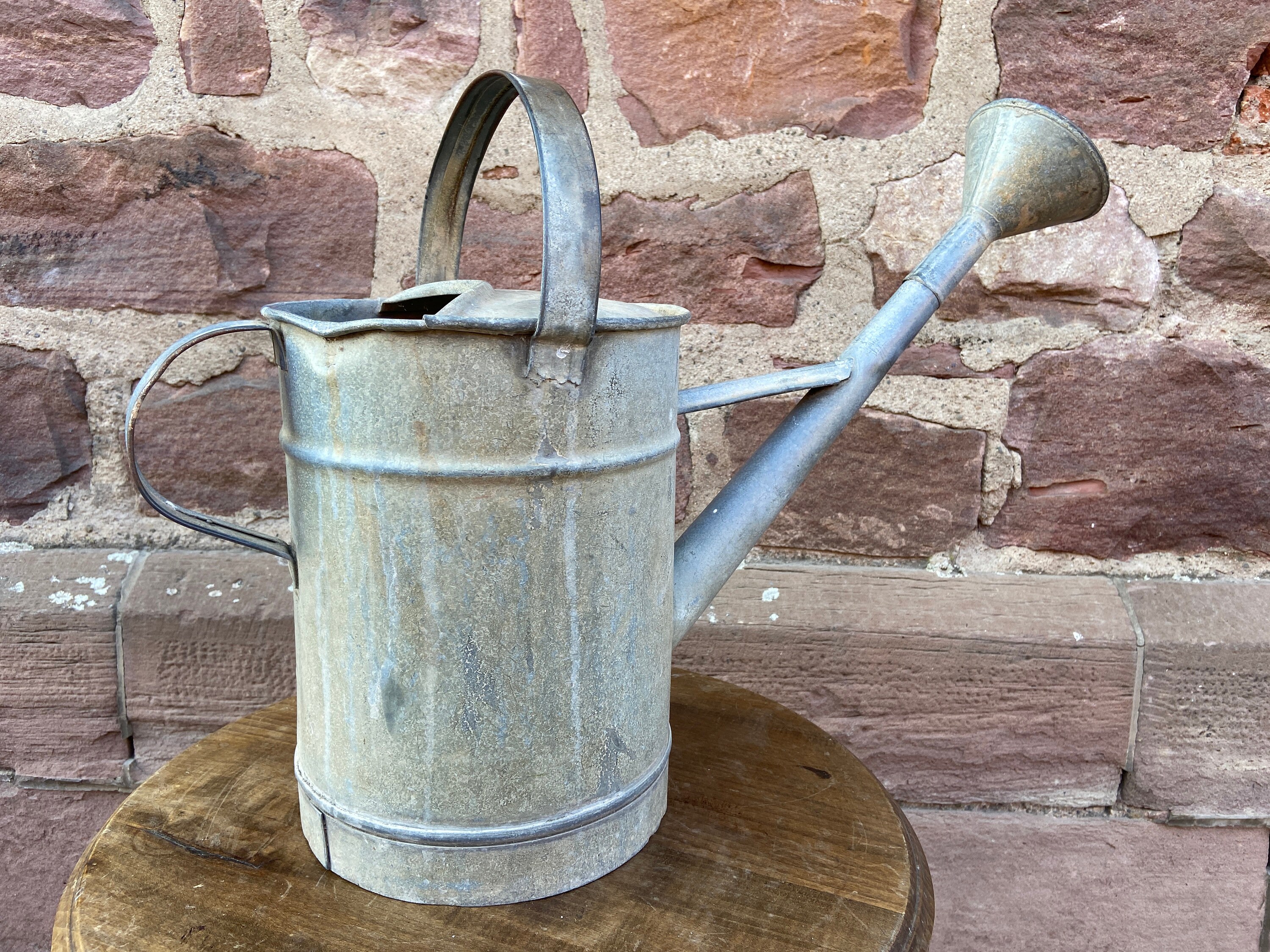 Vintage French Galvanized Watering Can Xl 8 Liter Arrosoir