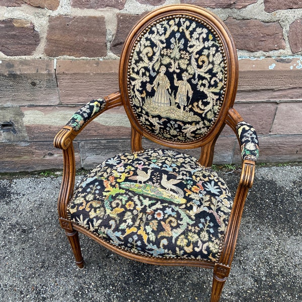 sublime fauteuil style Louis XVI Tapissé vintage Velours upholstered 1900 rococo