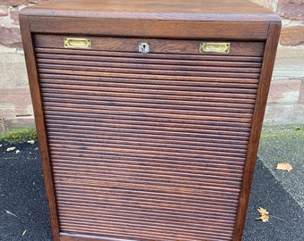 Meuble classeur à rideau coulissant Meuble classeur rolladenschrank tambour cabinet france 1950