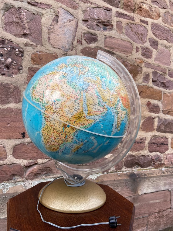 Très Grand Globe Terrestre Lumineux Mappemonde Vintage Illumina 1965 