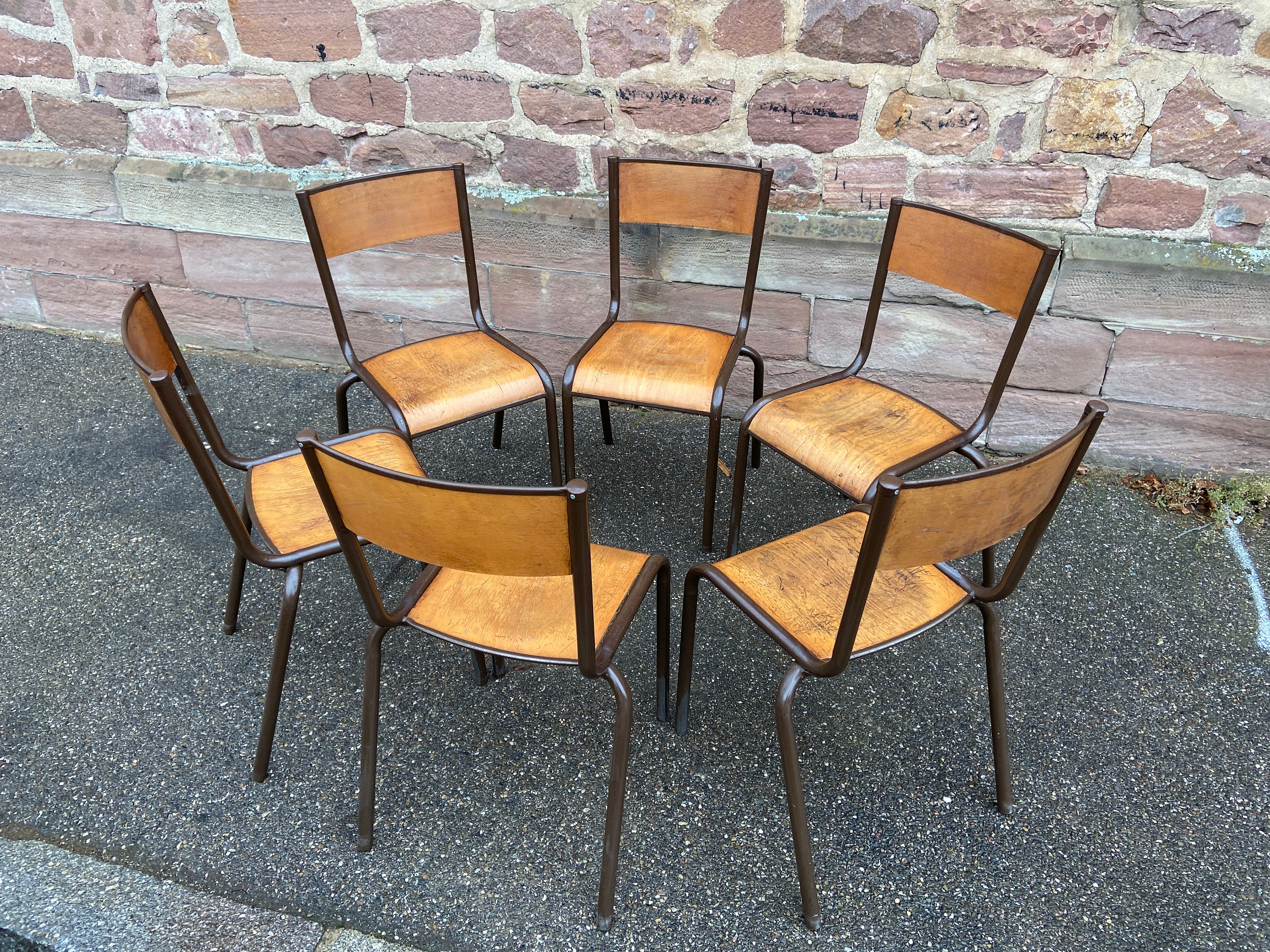 Ref 658 Lot de 6 Chaises d'école Industrielle École Vintage Collectivités French School Chairs Mullc