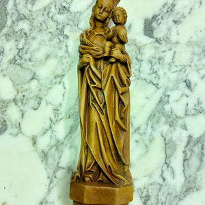 Madonna hanging statue French Religious virgin haloed Maria Virgin Jesus