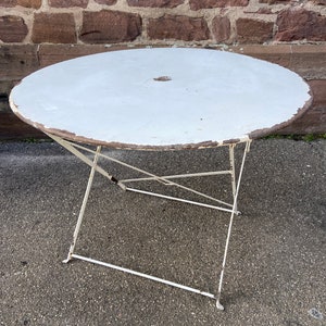 French garden terrace metal pedestal garden bistro 1950 vintage metal iron folding table garden