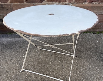 French garden terrace metal pedestal garden bistro 1950 vintage metal iron folding table garden