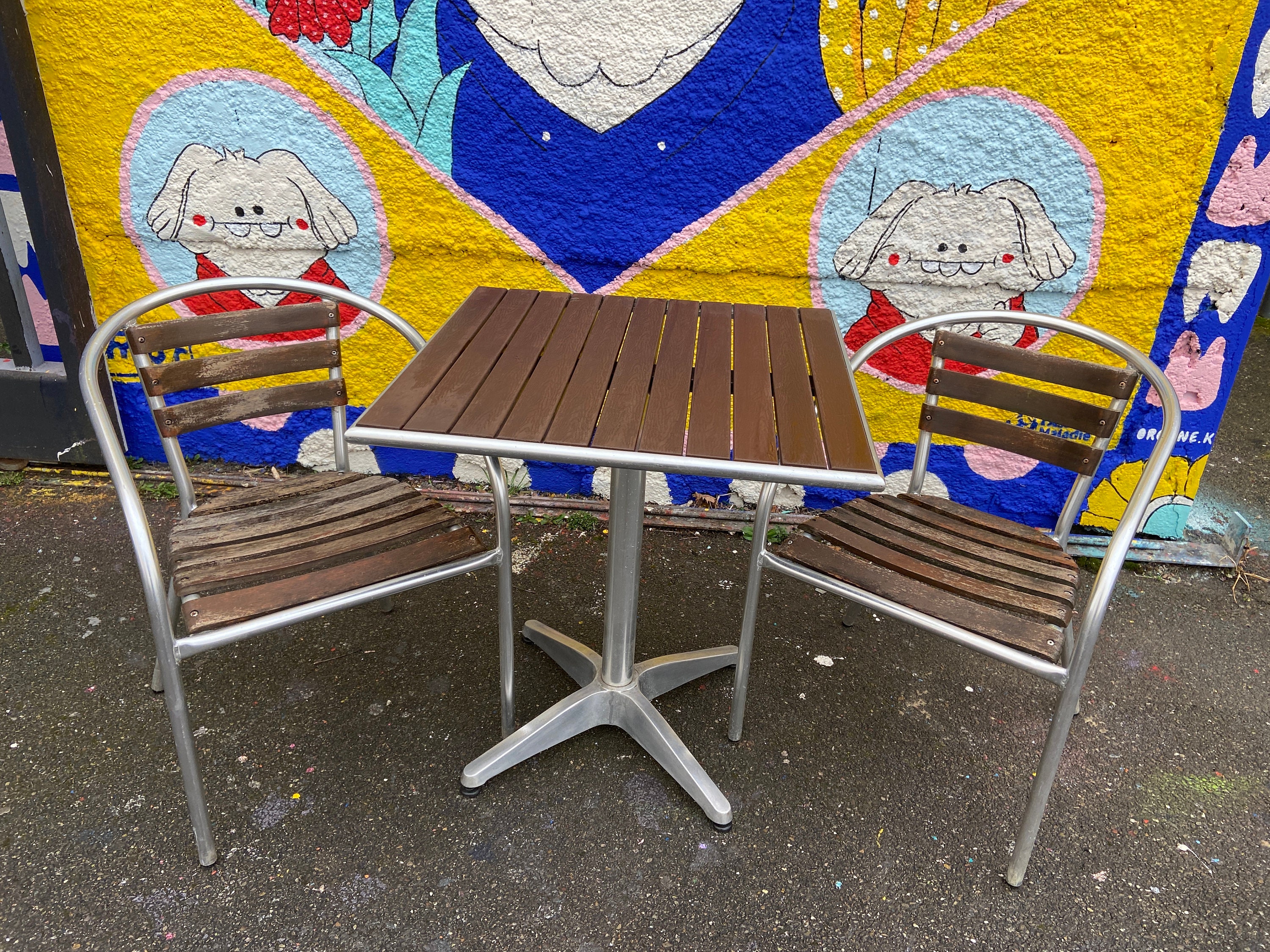 Set de Terrasse Fauteuils Gondole Café Parisien Bistrot Vintage 1980S Chaises Jardin Aluminium Frenc