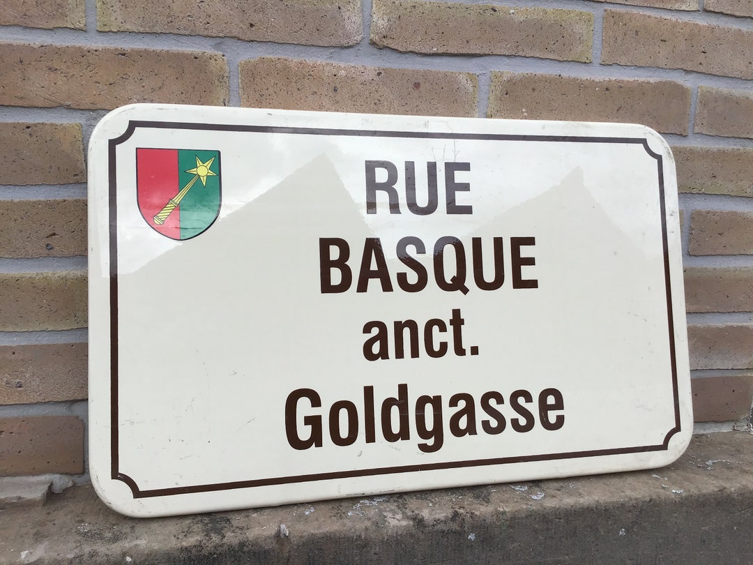 Basque Language Street Sign French Metal Street Sign Rue Basque Vintage 80s Enameled Plaque De Rue ...