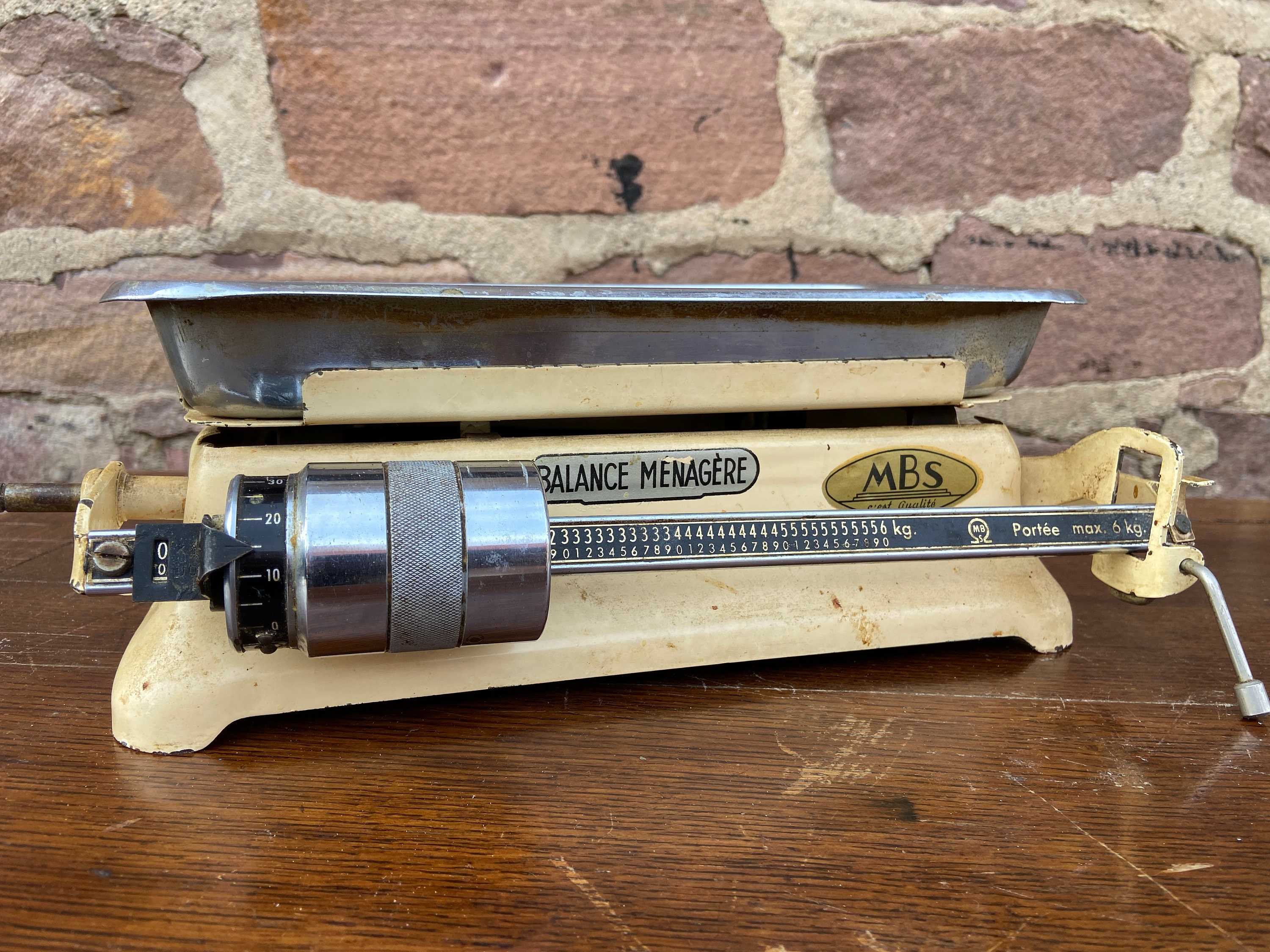 French Balance Mid-Century Scale Scale, Metal Kichen Antique 1950