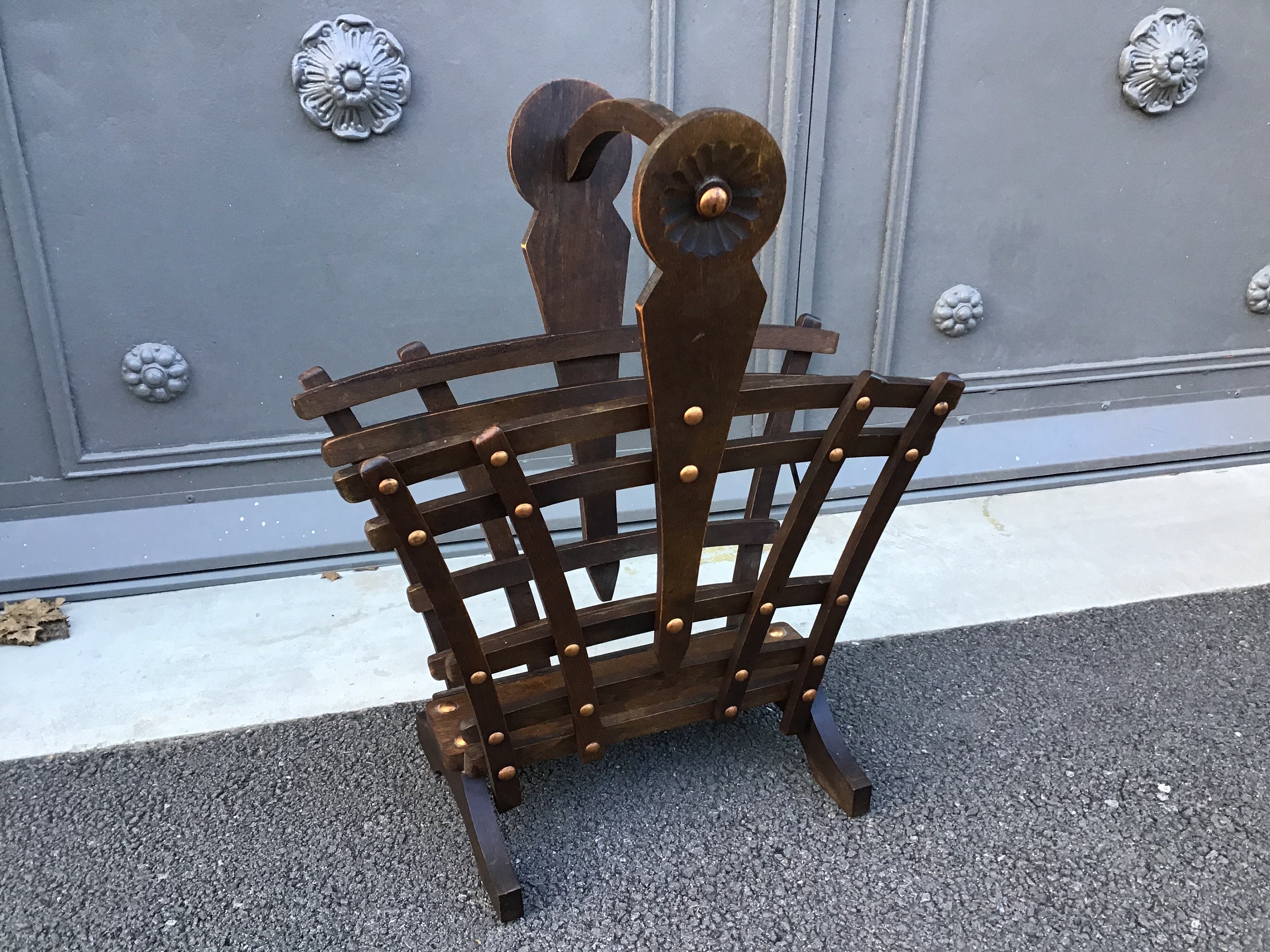 Porte-Revues Vintage Années 1960 Style Espagnol Catalan en Bois