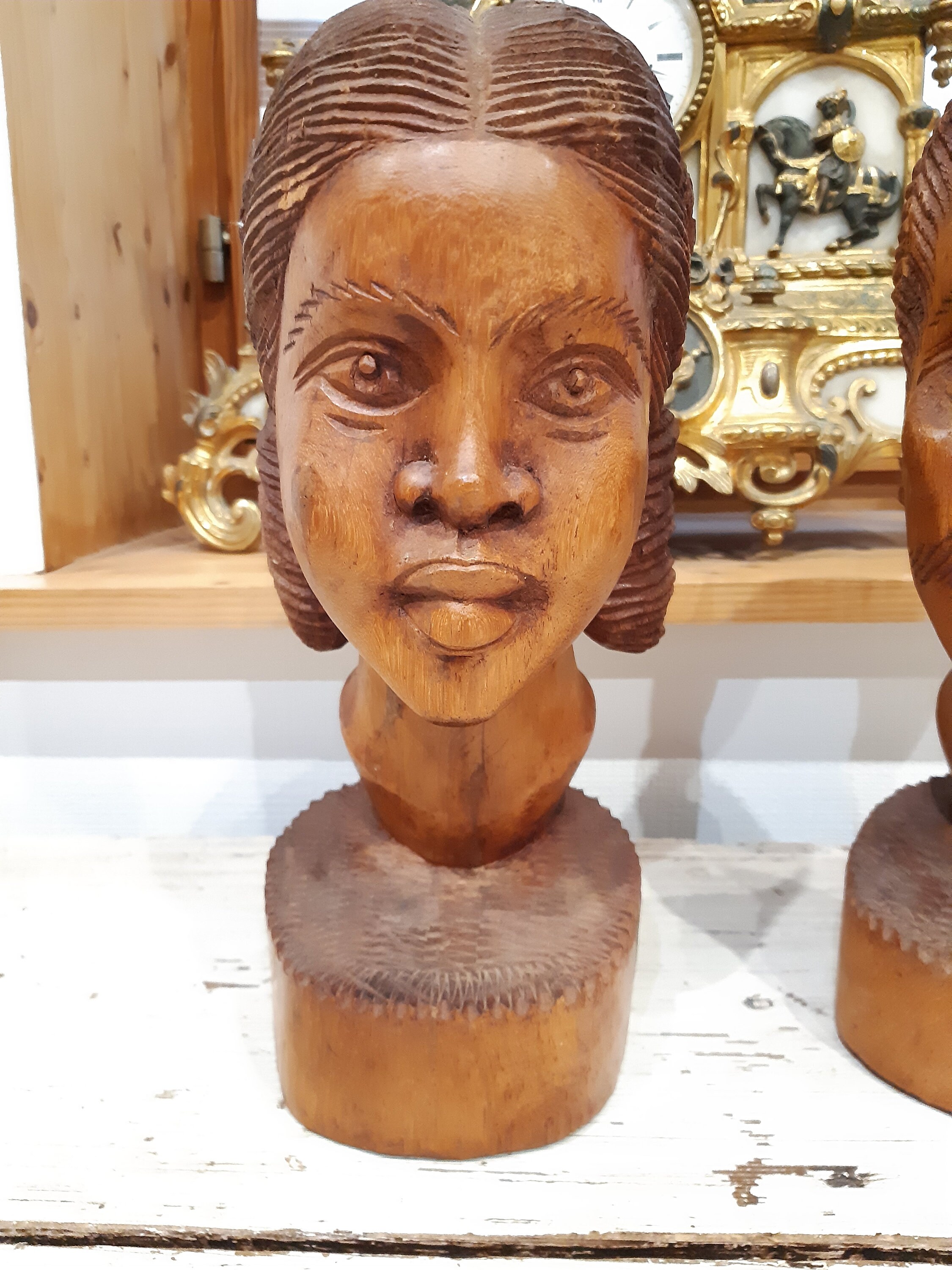 Pair of Statues African Bust in Vintage Wood Etsy