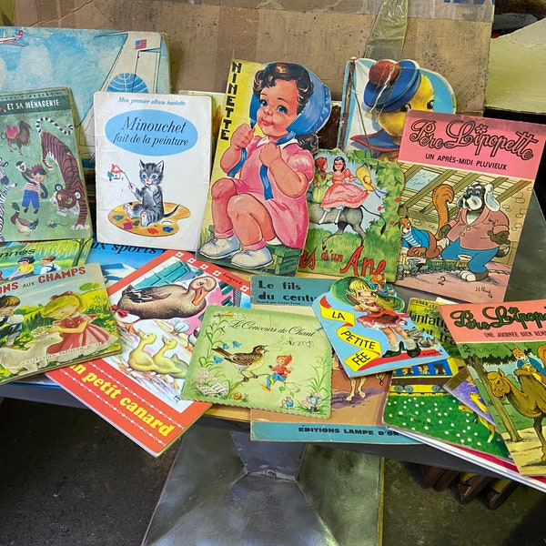 ref 296 lot de 20 Livres illustrés Enfants vintage 70s french Children Books fables BD