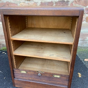 File cabinet with sliding curtain File cabinet rolladenschrank tambour cabinet France 1950 image 8