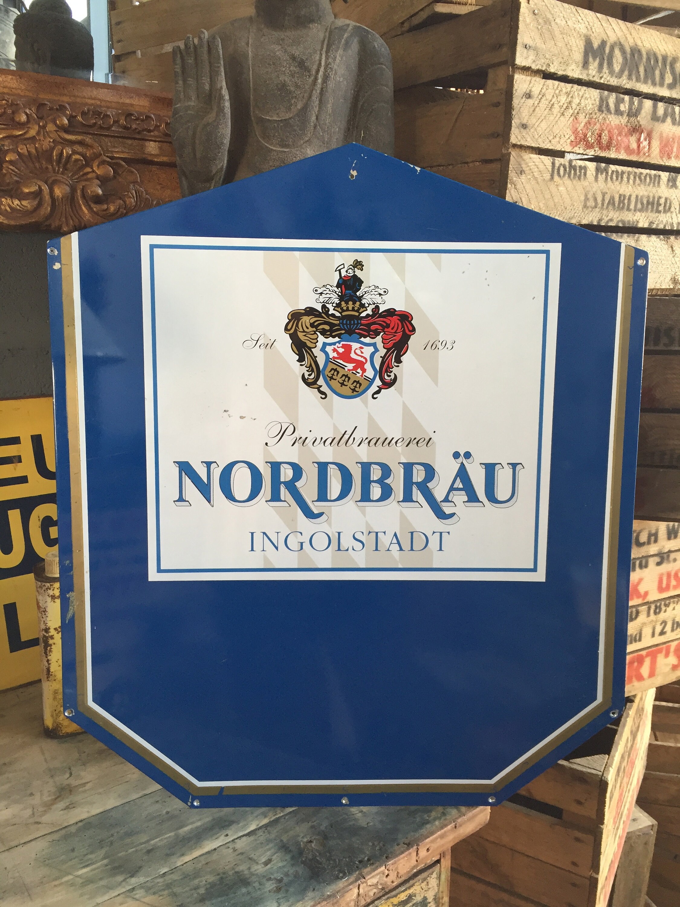 Vintage German Beer Sign Nordbräu Ingolstadt No Enamel Enseigne Plaque Pub Bière Deutsche Bier Schil