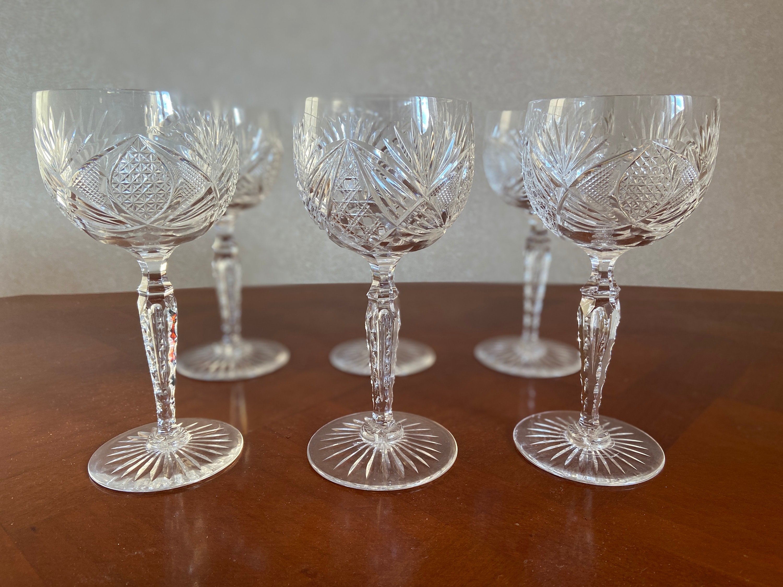 6 Grands Verres à Vin Ancien en Cristal de L'est Saint Louis